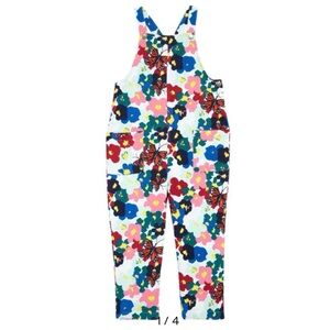 Nordstrom Cristina Martinez blooms/butterflies organic cotton overalls 12M